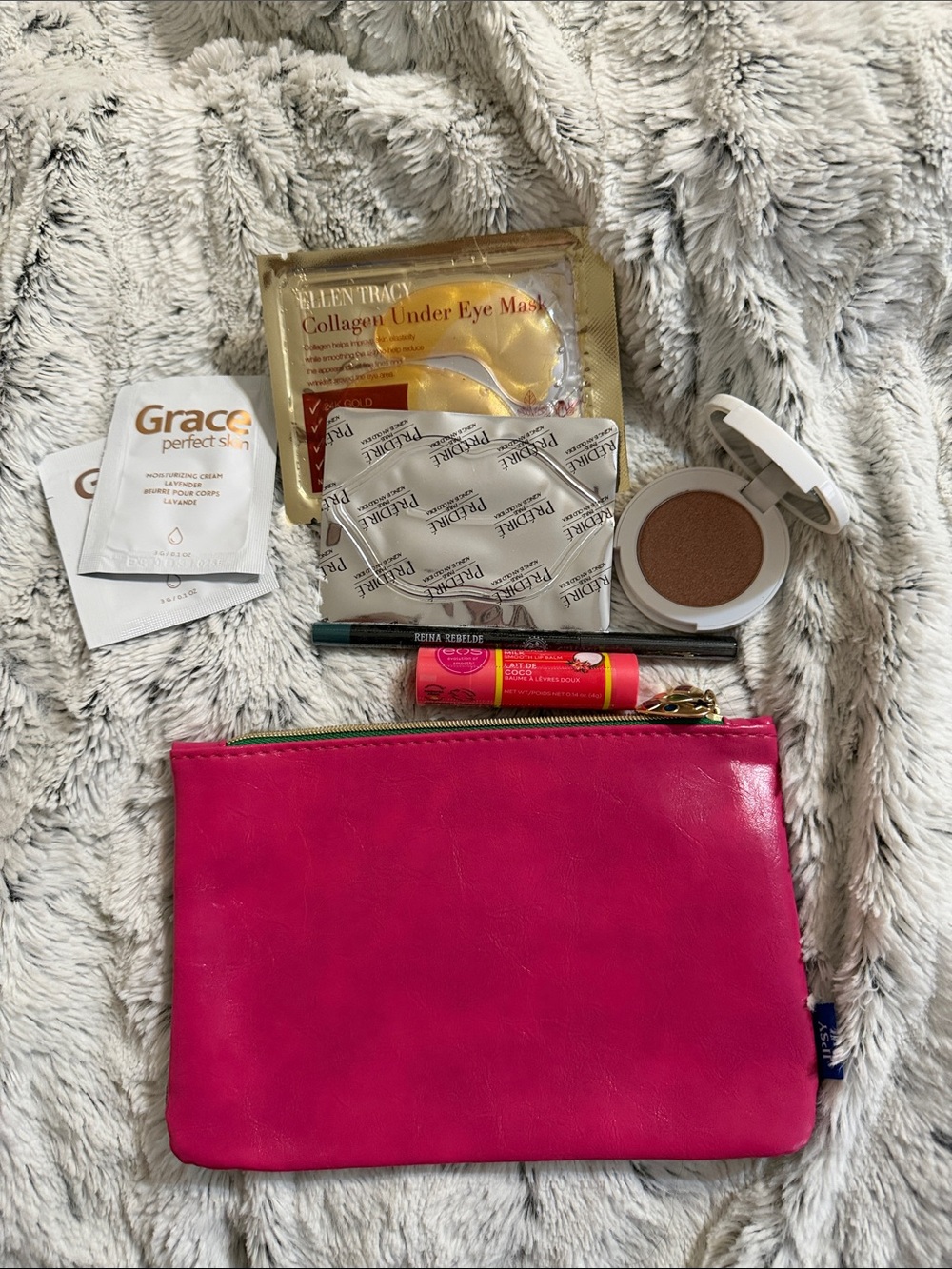 Dark pink makeup grab bag